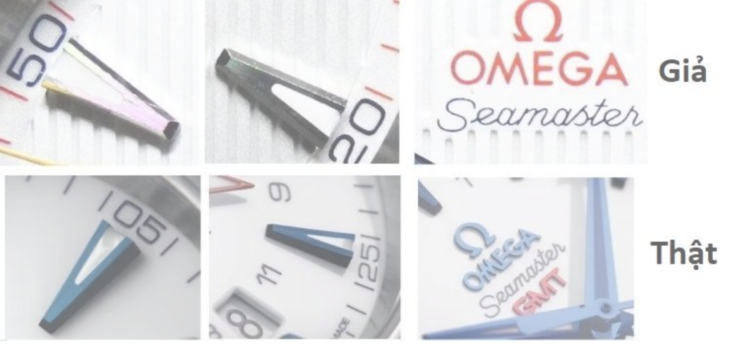 Hướng dẫn cách tự phân biệt, thẩm định thật giả đồng hồ Omega 5 Chi tiet tren mat so Omega